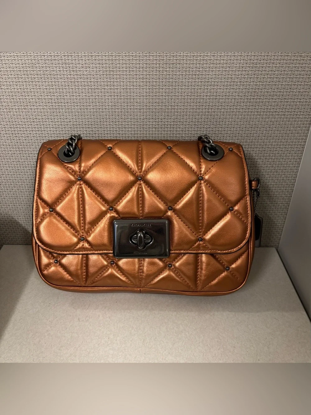 Coach Cassidy studded diamond quilted leather crossbody bag